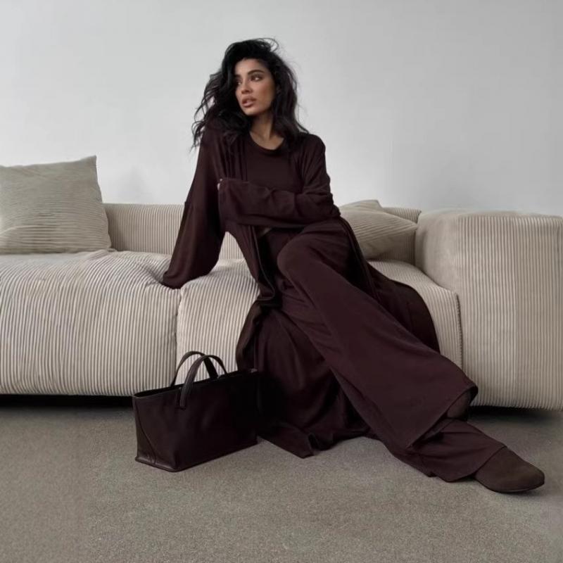 2026 Summer New Casual Cardigan Jacket, Camisole, Wide-Leg Pants Three-Piece Set for Women