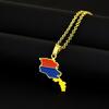 Unique Armenia Map Necklace Stainless Steel Armenia Flag Pendant Necklace Chain Necklace Perfect Gift for Men and Women