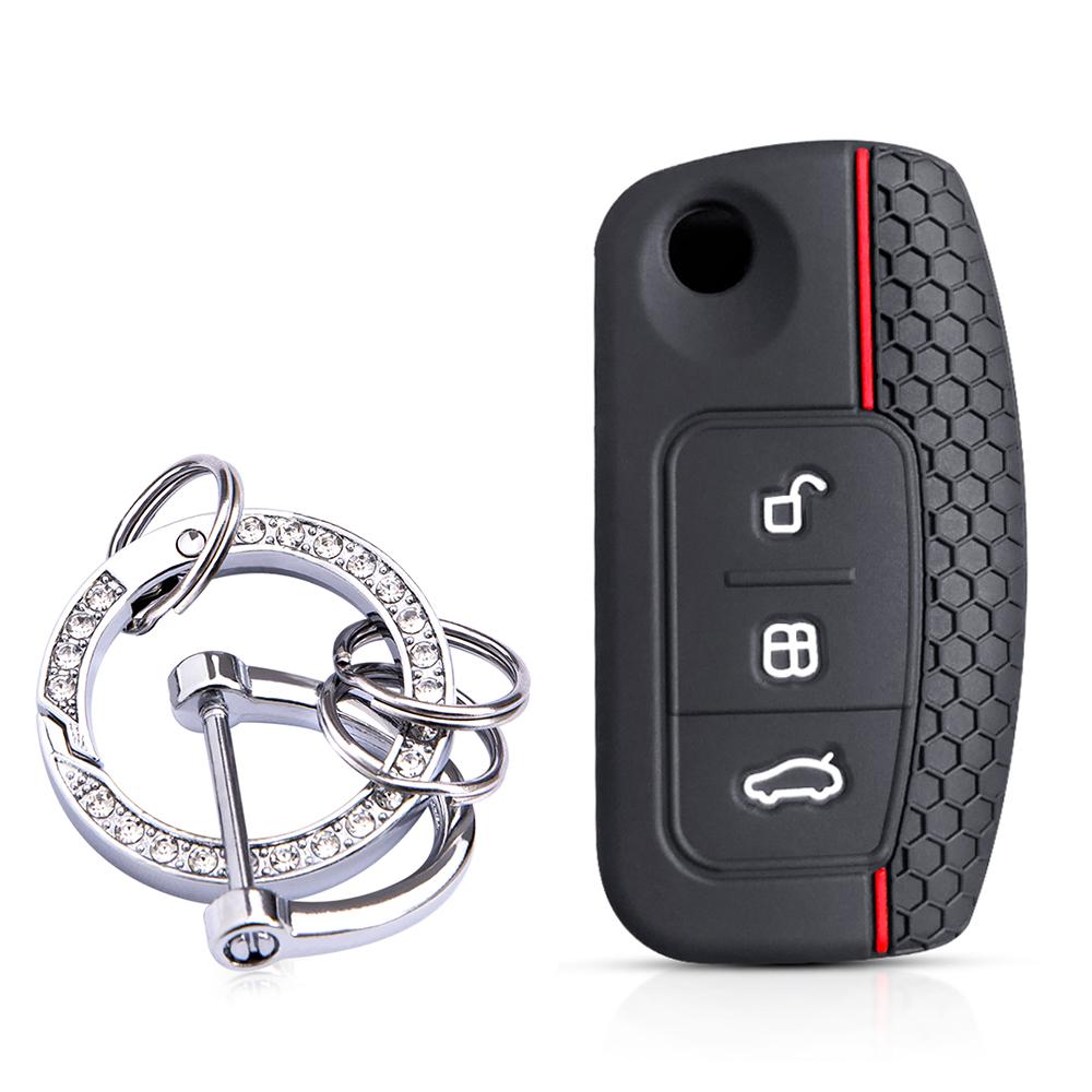 Silicone Car Key Case Cover Key Holder For Ford Focus Mk2 C Max S-Max Ecosport Fusion Fiesta Mk7 Cowgar Mondeo 2 Mustang Mach
