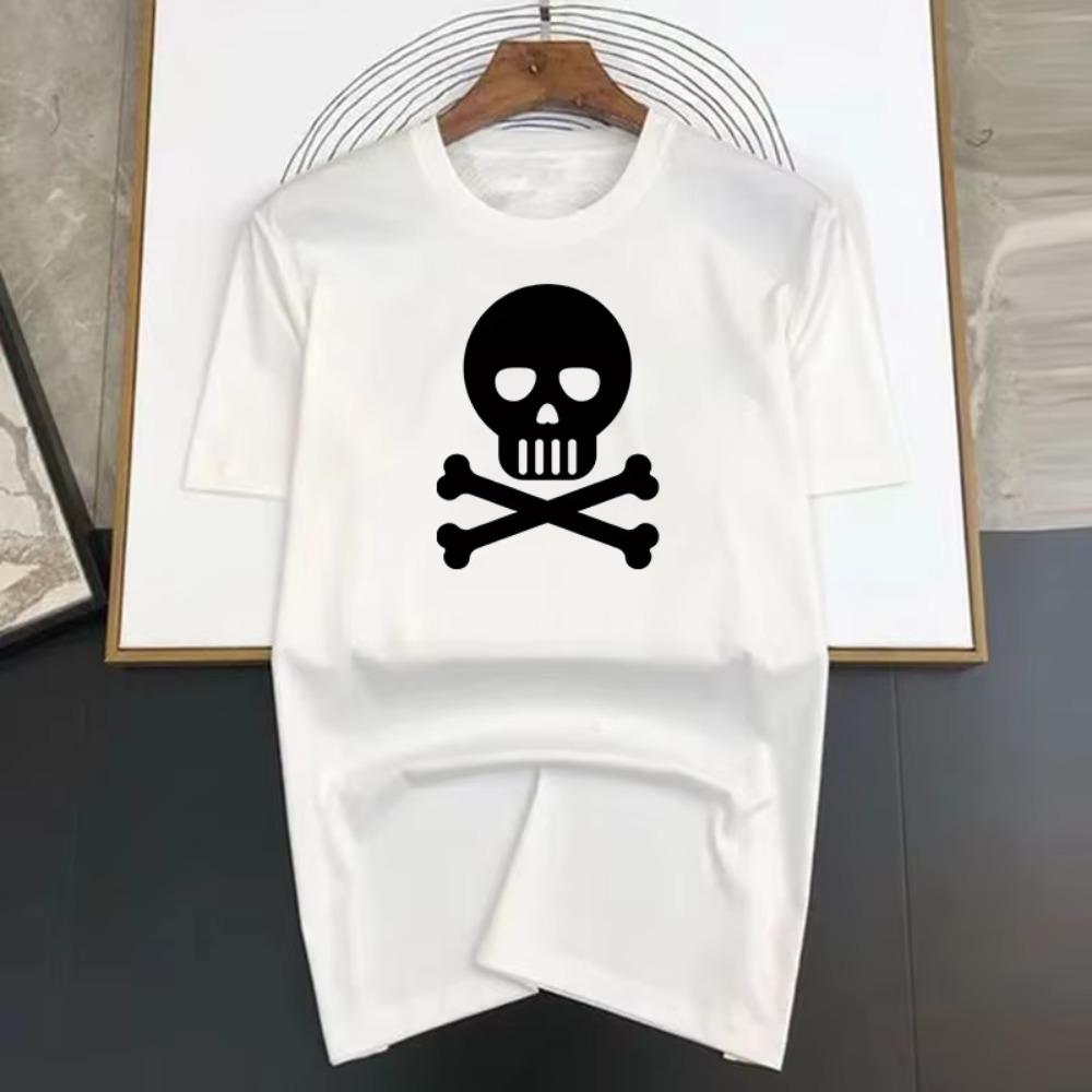 Summer T Shirts for Men Skull Graphic Printed Cotton Short-Sleeve Oversized T Shirt Tees Loose Woman Brand Men Clothes