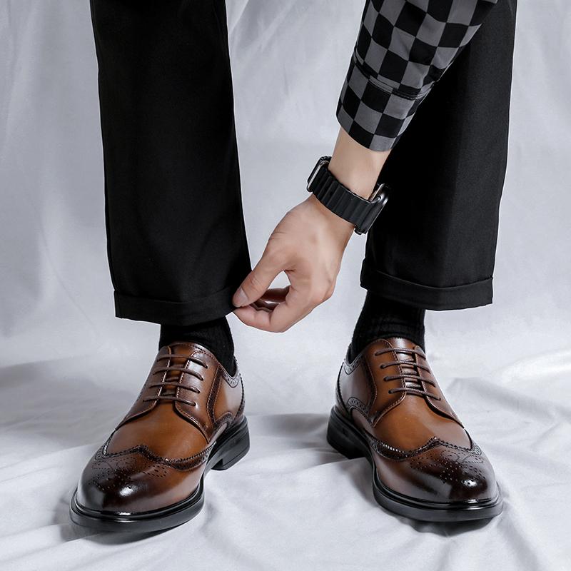 Classic Men's Genuine Leather Shoes Spliced with Business Shoes Versatile Casual Shoes Banquet Dress Shoes Luxury Wedding Shoes