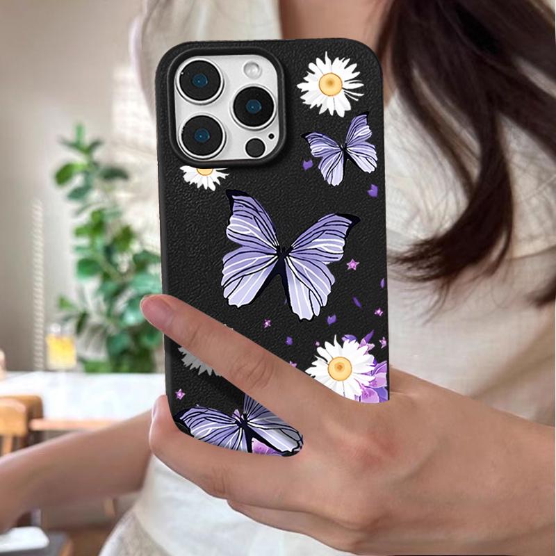 Cartoon Butterfly Flower Case For iPhone 16 Pro Max 15 14 13 12 11 Shockproof Slim Soft Silicone Case Cover