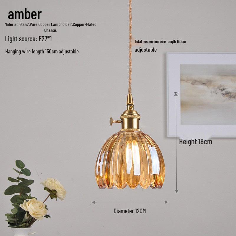 Nordic Retro Brass Glass Pendant Light - Ideal for Bar, Restaurant, Bedside, or Cafe.
