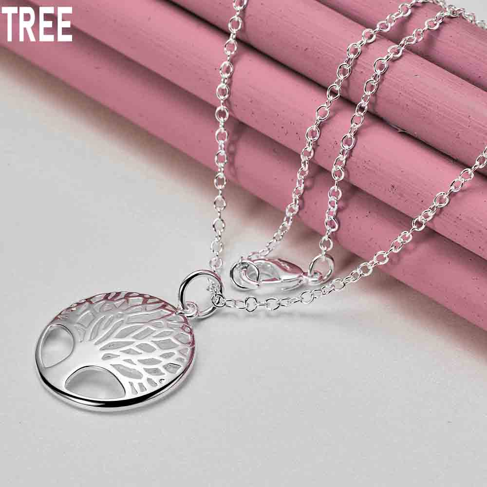 925 Sterling Silver Tree of Life Pendant Necklace Fashion Wedding Jewelry