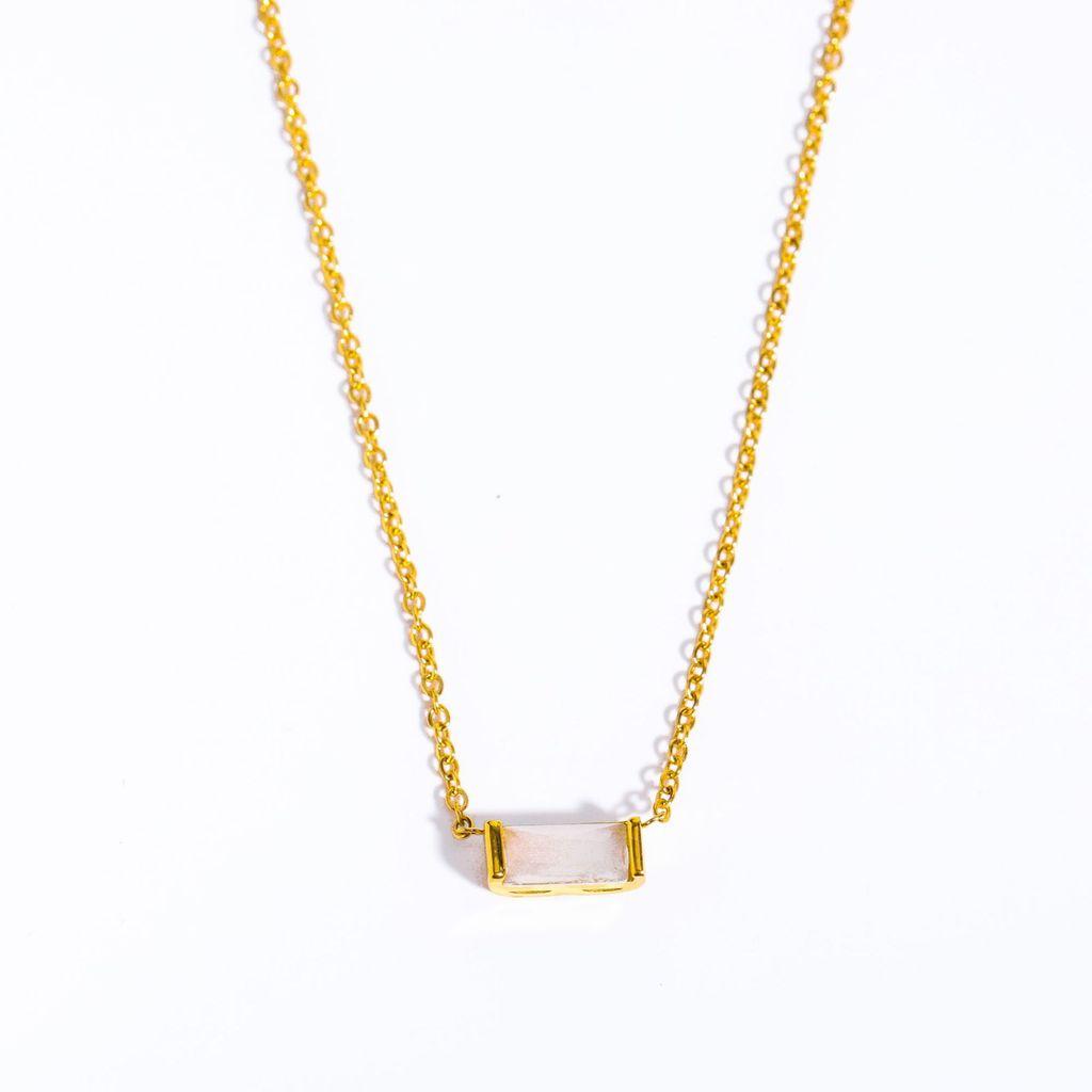Titanium Steel Birthstone Pendant Necklace For Women Men With Geometric Design