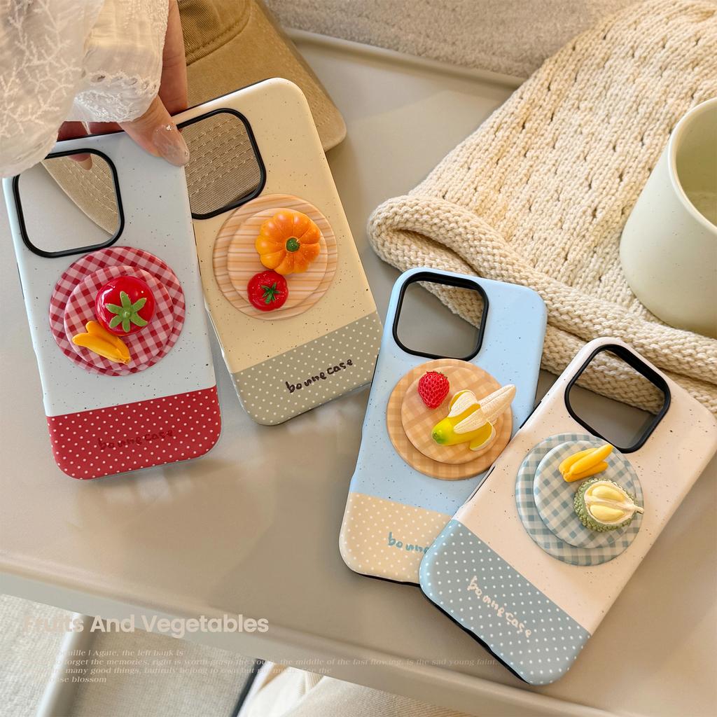 Three-dimensional Fruit Platter for Apple 17 Promax Phone Case for IPhone 16 Magnetic Stand 15 Hard 14 Matte