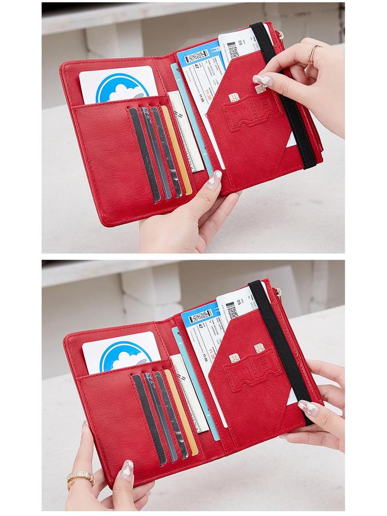 2024 Damen RFID Diebstahlsichere Reisepass-Tasche - Multifunktional, Schlicht, Einfarbig Reisehalter