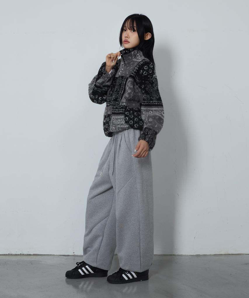 Chicks Paisley Tumble Fleece Heavy Zip-Up Black
