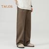 Men Pants Solid Color Straight Wide Leg Retro Style Pants with Pockets Zippered Trousers for Daily Home Streetwear Sports