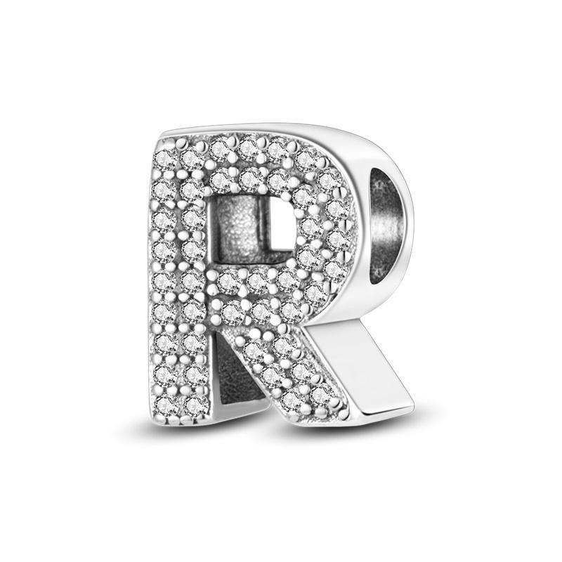 Flower Shape 26 Alphabet Letters Charm Pendant Beads For Original Brand Bracelet Diy Jewelry Making Birthday Gift