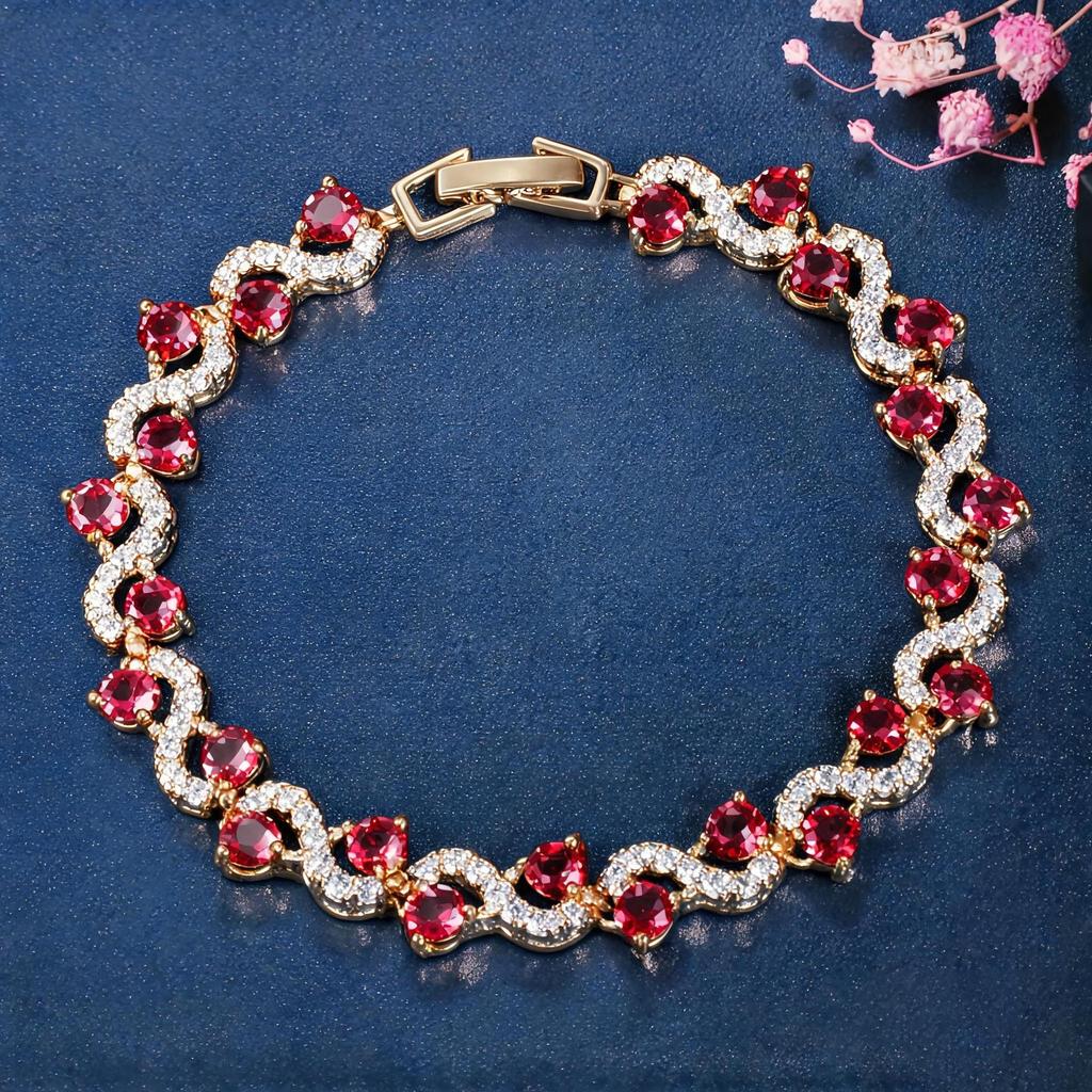 European & American Cross Inlaid Color Gem Bracelet - Luxurious Zirconia Crystal Jewelry for Women