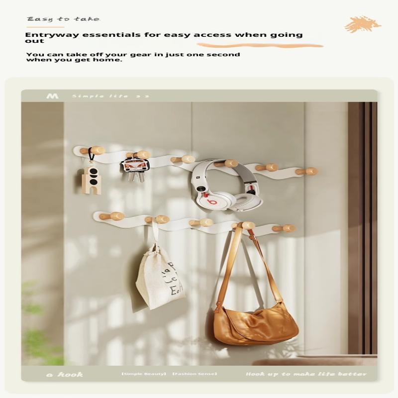 Holzhaken Badezimmer Toilette Handtuchhaken Mantelhaken Stanzfrei Türhänger