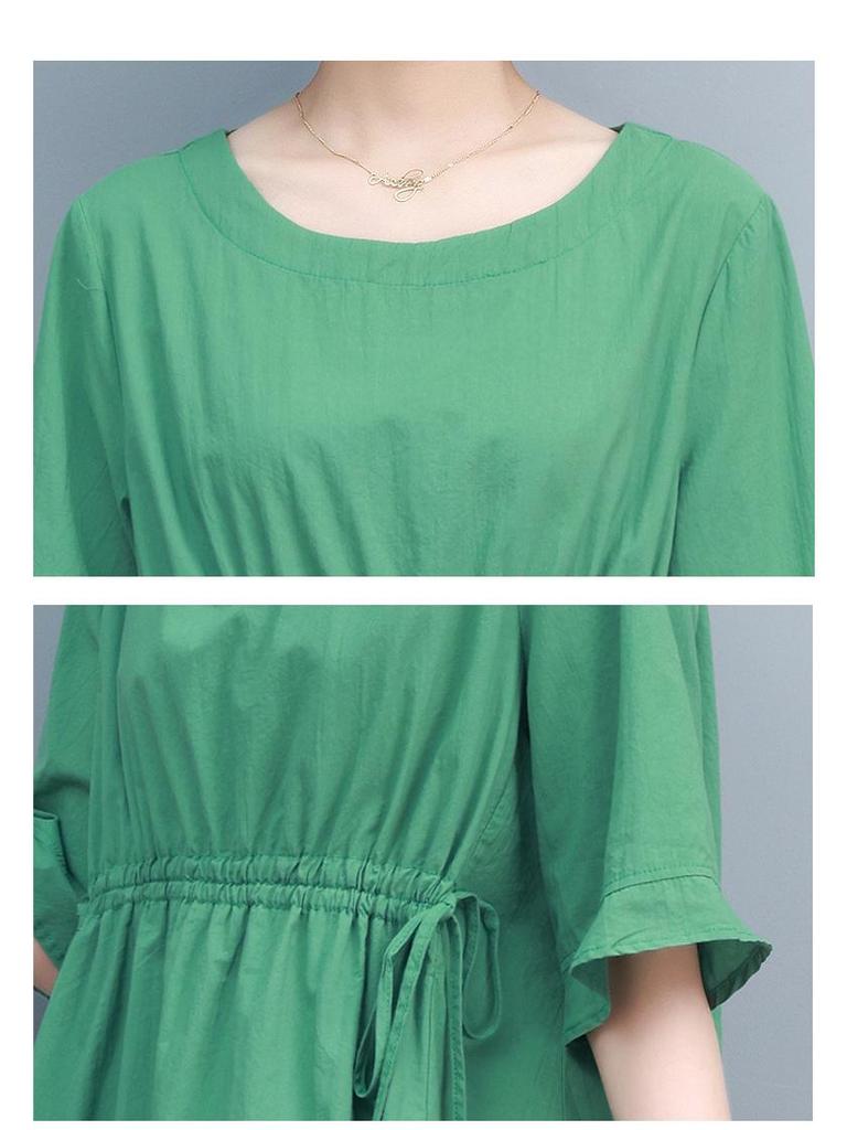 Mom's 2025 Fashion Cotton Linen Casual Two-Piece Suit: Short Sleeve Summer Style for Middle-Aged Women