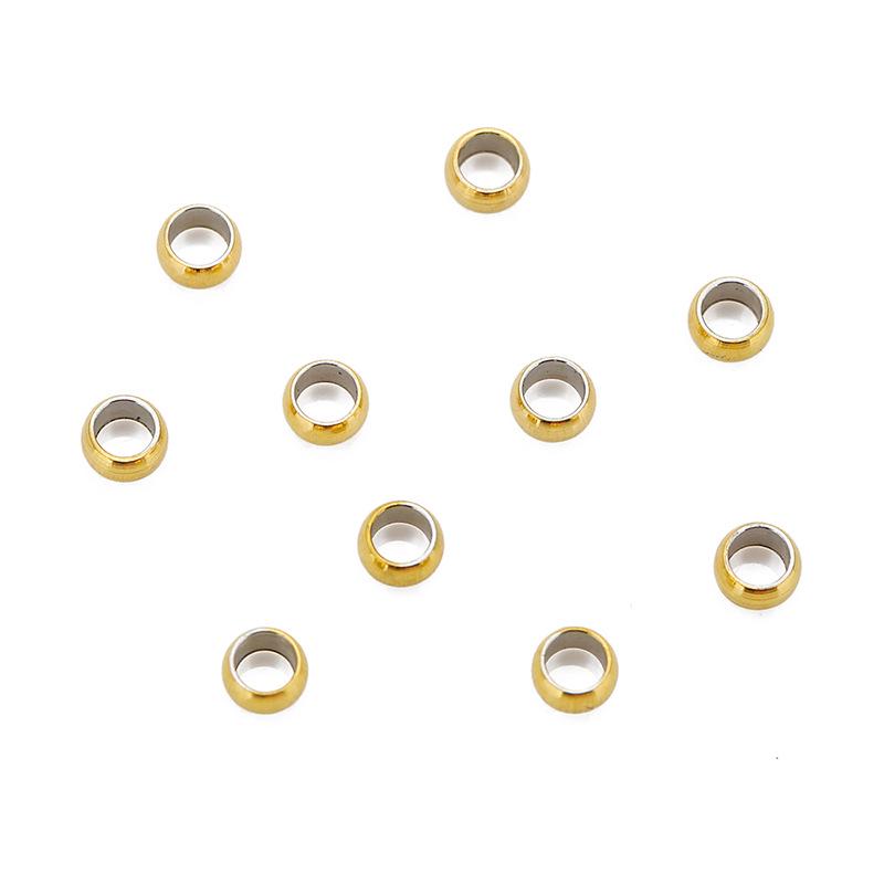 100 Edelstahl 18K Positionierungsperlen, Perlenketten-Clip, Flache Fixierperlen für DIY Perlenketten & Armbänder