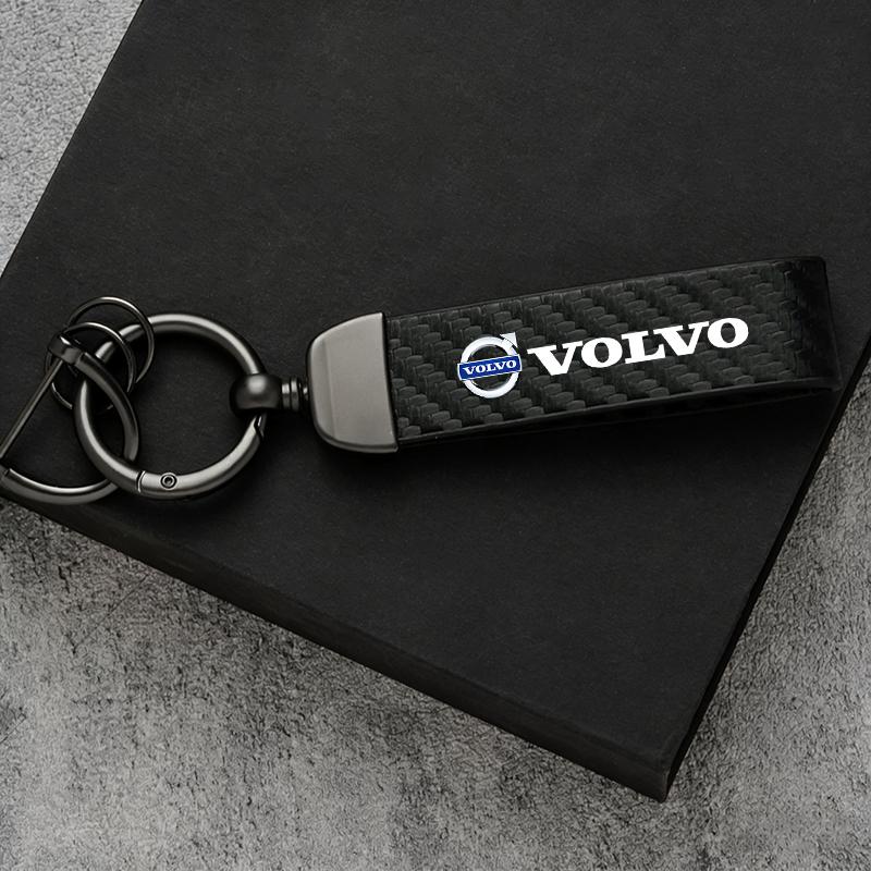 For Volvo Carbon Fiber Style Car Keychain Car Emblem Key Ring For Volvo Xc60 Xc90 V40 V60 S60 XC40 V50 V90 S80 C40 V70 XC70 C30 чёрный