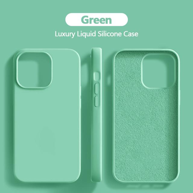 Luxury Liquid Silicone Case For iPhone 15 14 13 12 11 Pro Max Case For iPhone 13 12 mini X XR XS MAX 8 7 Plus Shockproof Cover