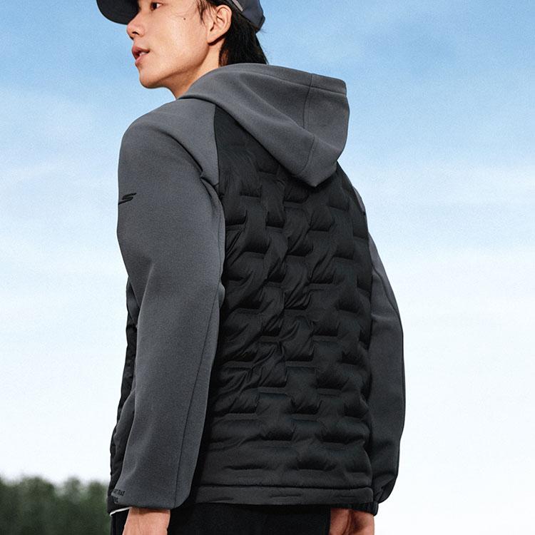 Skechers Windproof Warm Lightweight Fitted Woven Solid Color Spliced Hooded Short Down Jacket Men Jackets P425M141-0018