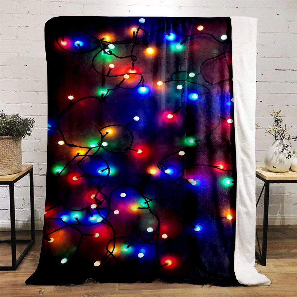 Bunte Lichterketten Aufdruck Decke Schlafzimmer Decke für Wohnzimmer Sofa Mittagspause Weiche Decke für Freund's Festival Geschenk