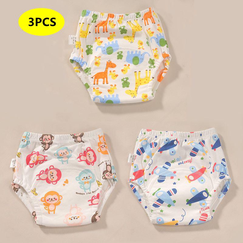 

3 шт. Тренировочные штанишки для новорожденных, детские шорты, однотонные, моющиеся, ДЕТСКИЕ тканевые подгузники, многоразовые, милые и дышащие трусики для младенцев (100) 11-15kg