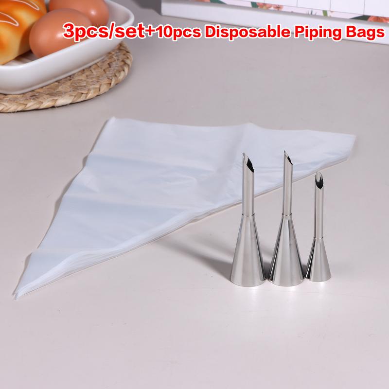

3/5/6Pcs Stainless Steel Puff Cream Nozzles Cake Piping Tip Diy Donut Pastry Cupcake Desserts Baking Decorating Accessories 3Pcs