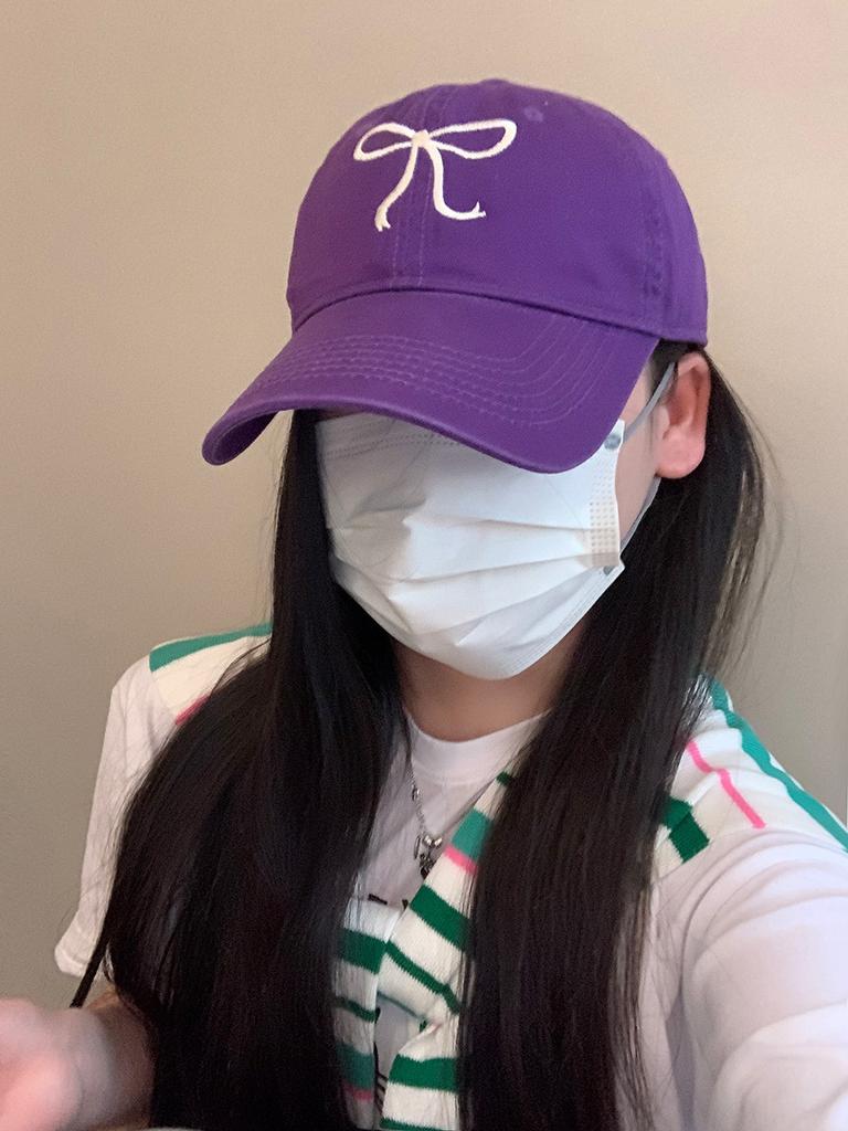 Elegant Cotton Summer Baseball Cap With Adorable Bow Embroidery For Women
