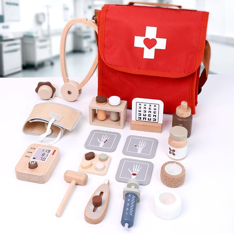 Childrens Wooden Medical Kit Toy For Imaginative Role Playing Learning