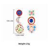 Bohemia Vintage Design with Diamond Inlaid Heart-shaped Pendant Asymmetrical Heart Flowers Earrings Women Party Vacation Jewelry