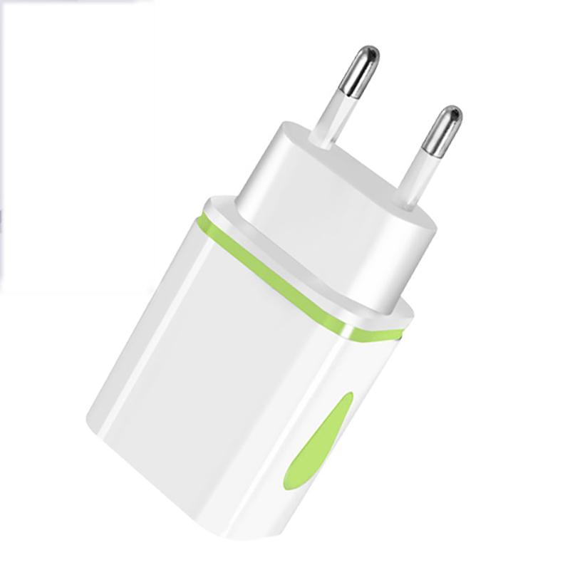 5V 2.1A EU Plug Dual USB Charger Waterdrop Design Travel Home Office Adapter Smart Fast Wall Charger for IPhone Samsung Smartphones Tablets