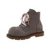 Big Round Toe Low Heel Single Shoes Autumn New Lace-Up Front Suede Anti-Slip Wear-Resistant Shoes