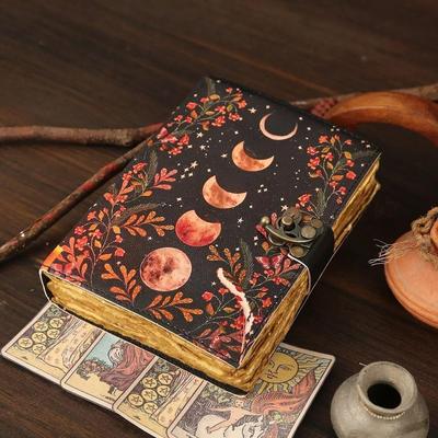 Mondleder Journal Mystisches Handgemachtes Tagebuch Notizbuch mit gealtertem Papier