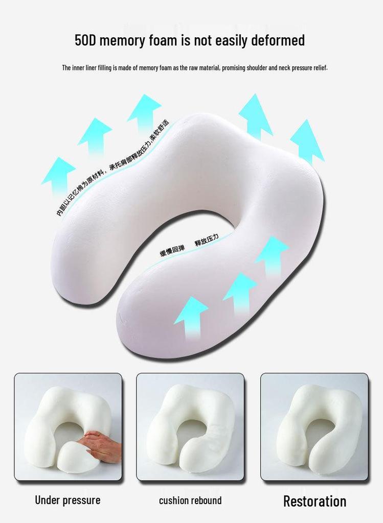 Portable Quick-Dry Cooling Travel Neck Pillow - Foldable Memory Foam U-Shape for Airplane Support