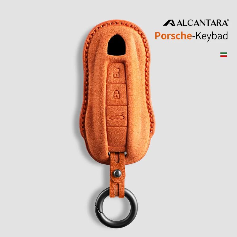 Alcantara Car Key Case Cover For Porsche Panamera Spyder Carrera Macan Cayman Cayenne 911 970 981 991 Accessories