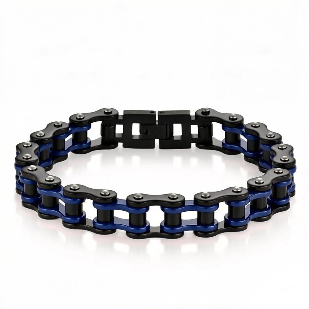 European and American Fashion Punk Stainless Steel Chain Jewelry, Personalized and Trendy Motorcycle Bike Chain Bracelet for Men