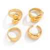 Ingemark Minimalism Hollow Water Droplet Curved Surface Rings Women Punk Simple Metal Irregular Chic Knuckle Ring Couple Jewelry