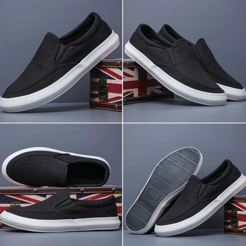 Men's Canvas Shoes Spring Autumn Leisure Anti-slip Working Lightweight Breathable Slip On White Shoes Men's Sneakers