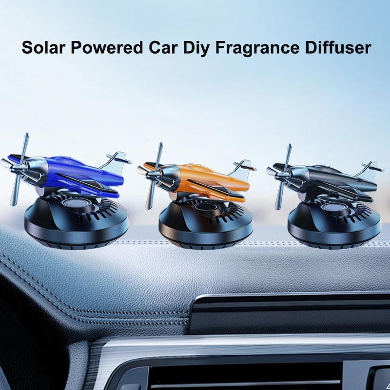 No Perfume Solar Powered Car Diy Fragrance Diffuser Swinging Rotating Dashboard Plane Ornament Decoration Accessories