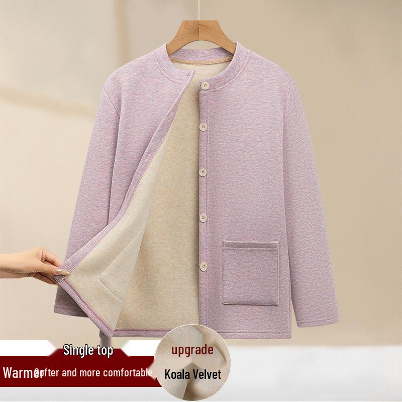 Fleece-Lined Thickened Women's Autumn & Winter Outfit Set for Middle-Aged and Elderly
