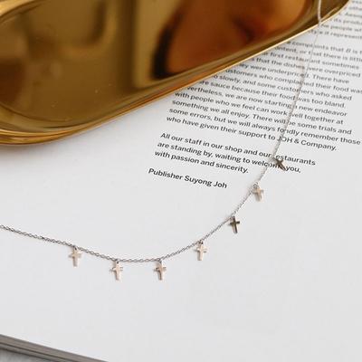 Collane con Ciondolo a Croce con Nappe in Argento Sterling 925 per Donne Ragazze Catena Clavicola Accessori Gioielli Festa dz361