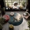 Two White Wolves,Round Area Rug,Carpet Rug for Living Room Bedroom Sofa Playroom Decor,Non-slip Floor Mat