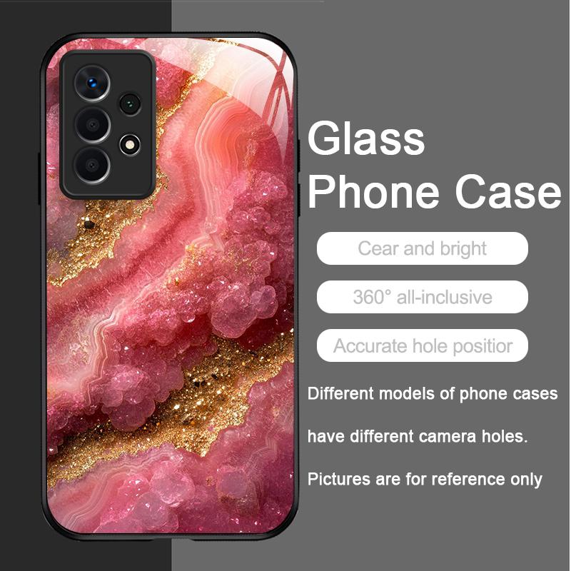 Luxury Marble Gemstone Pattern Tempered Glass Phone Case for Samsung Galaxy S25 Ultra S24 S23 Plus S22 S21 S20 FE A56 Hard Cover