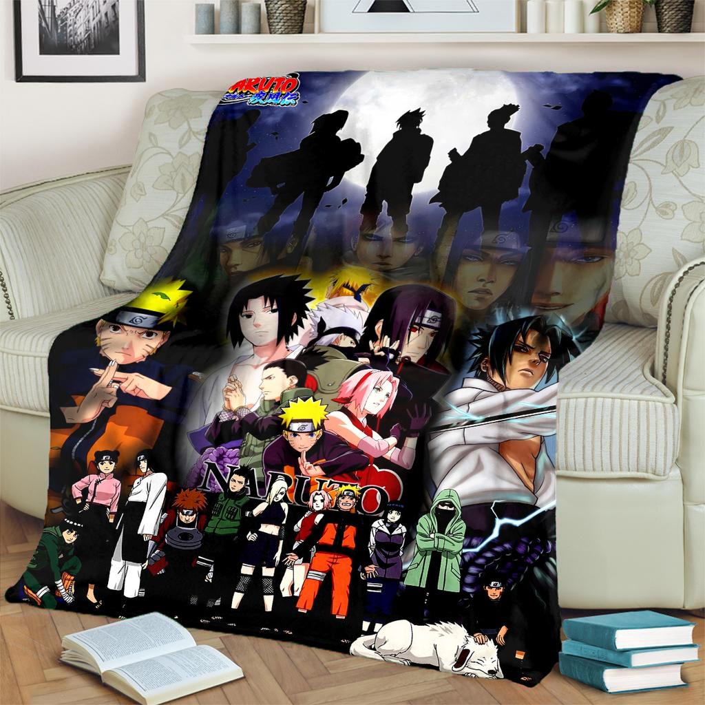 Anime-Naruto Print Blanket Warm Comfortable Flannel Blanket for Bedrooms, Sofas, Beds, Chairs, Picnics, Travel -LXR79