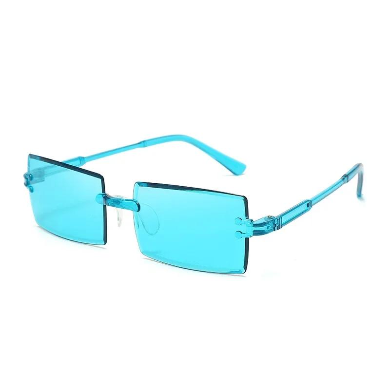 Ultralight Vintage Sunglasses for Women Men Square Rimless Outdoor Sunshades Gradient Candy Color Travel Sun Glasses for Female