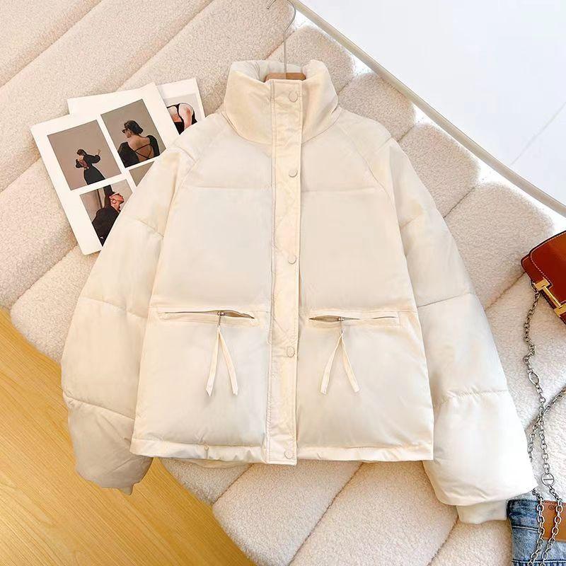 

Повседневная женская свободная утолщенная куртка на пуговицах, однотонная теплая куртка-пуховик, женская хлопковая куртка, осенний кардиган, пальто XS белый