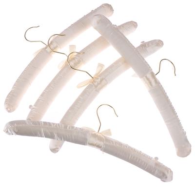 5Pcs 38Cm White Satin Padded Top Hangers Clothes Coat Bridal
