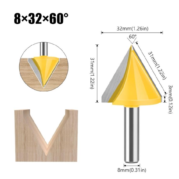 Professional Efficient 8mm Shank V Flute Router Bit Carbide End Mill For Diverse Woodworking Needs Smooth Wood Cutting