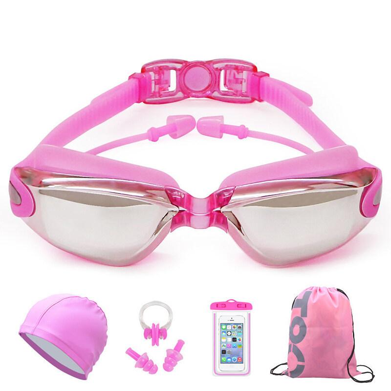 

Набор из 6 предметов, очки для плавания для взрослых и детей высокой четкости с затычками для ушей, противотуманные мужские и женские очки для дайвинга при близорукости