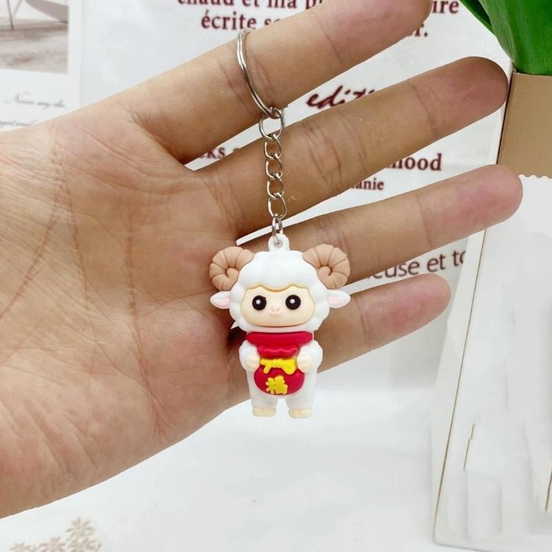 Cartoon Goat Silicone Keychain Colorful Soft Durable Collectible Animal Decor for Kids Children School Bag Key Accessory