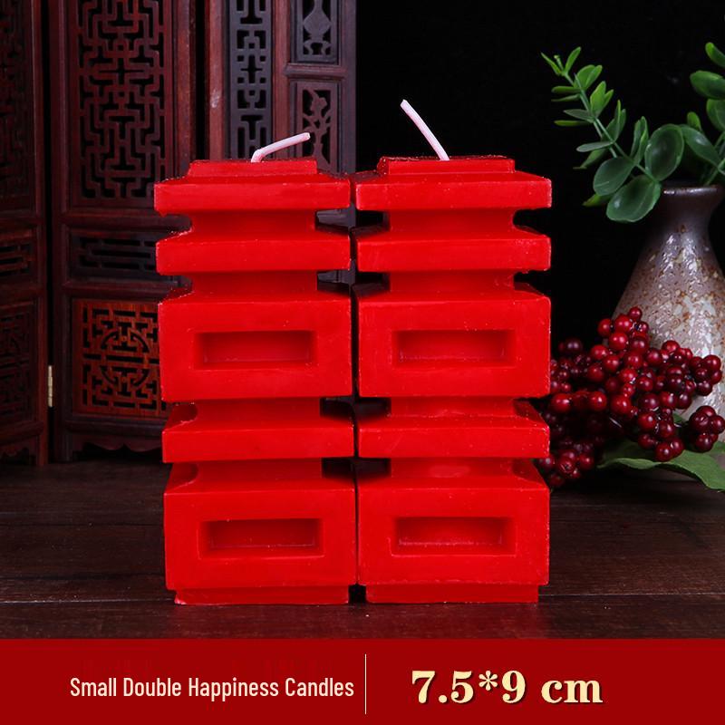 Double Happiness Wedding Candles: Red Dragon Phoenix Pair for Bridal Room