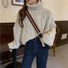 2024 Autumn/Winter Korean Style High Neck Cable Knit Pullover - Loose Fit for Students, Trendy and Lazy Style