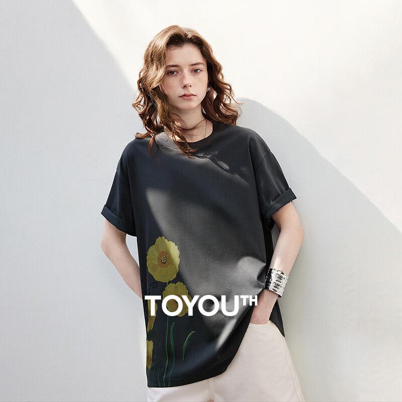 

Chuyu Women s Cotton Blend Oil Painting Floral T-Shirt M